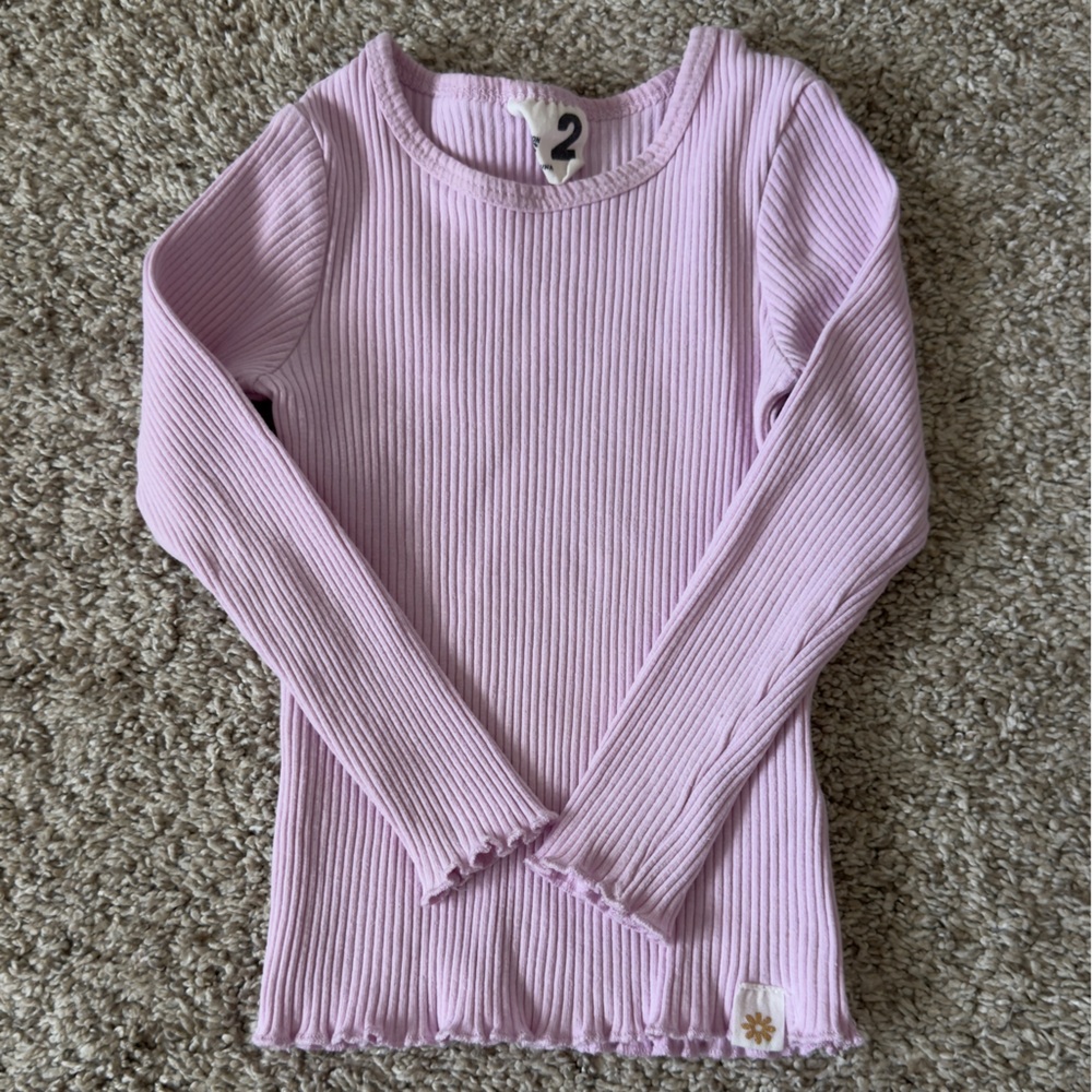 Cotton on kids toddler girls ribbed long sleeve t-shirt tee size 2